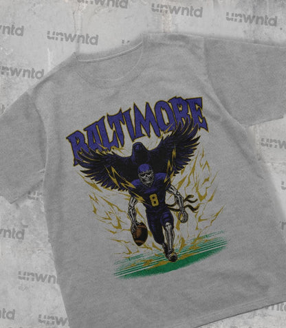 Baltimore Football Shirt - Graphic Tees - Skeleton Shirt - Merch Tee - Gift Shirt - Bootleg Shirt - Vintage - Skeleton Football Shirt