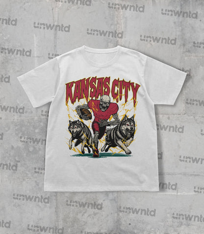 Kansas City Football Shirt - Graphic Tees - Skeleton Shirt - Merch Tee - Gift Shirt - Bootleg Shirt - Vintage - Skeleton Football Shirt