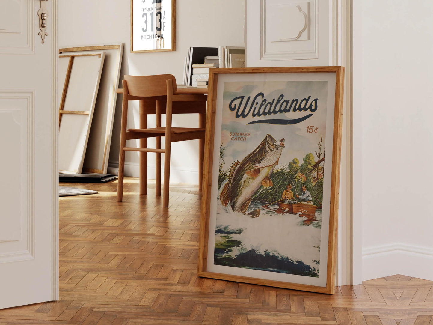 Boat Fishing Print Gift for Fisherman Art Poster Retro Angler Wall Decor Fishing Artwork Outdoorsy Wall Art Fishing Dad