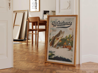 Boat Fishing Print Gift for Fisherman Art Poster Retro Angler Wall Decor Fishing Artwork Outdoorsy Wall Art Fishing Dad