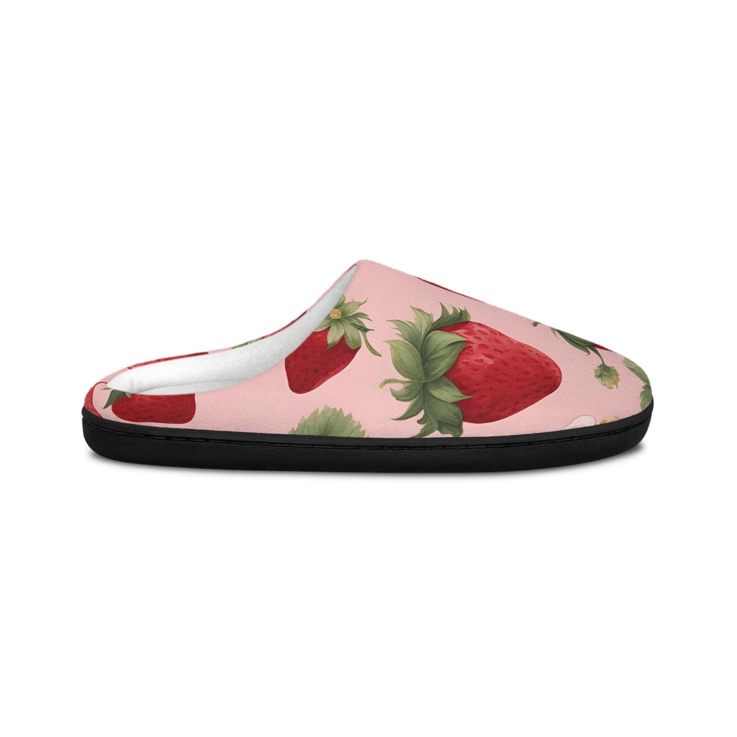 Cute Strawberry Slippers Houseshoes Slippers Antiskid Slippers Removable Insoles Black Rubber Sole Slippers Women's Indoor Slippers
