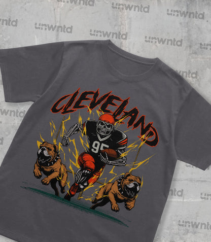 Cleveland Football Shirt - Graphic Tees - Skeleton Shirt - Merch Tee - Gift Shirt - Bootleg Shirt - Vintage - Skeleton Football Shirt