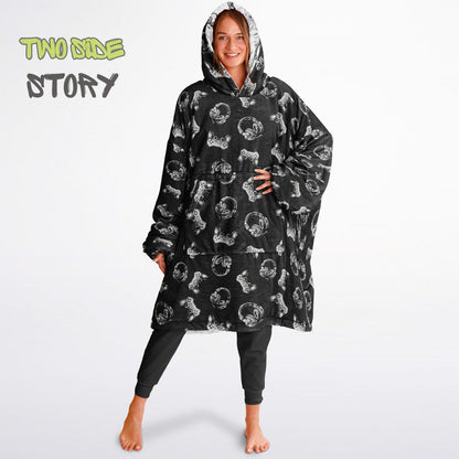 Gamer Print Reversible Adult Snug Hoodie,Oversized Double Sided Hoodie Blanket for Gamers,Warm Blanket with Sleeves,Unique Gift for Gamer