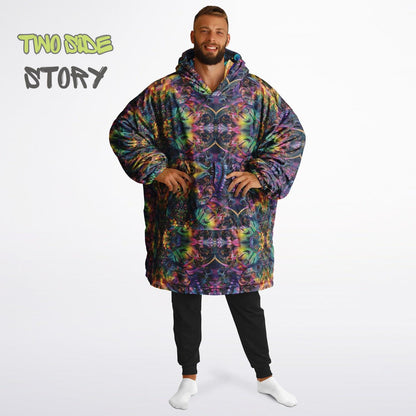 Unisex Reversible Snug Hoodie,Psychedelic Fish Trippy Print Blanket Hoodie,Festival Rave Party Wear,Oversized Hoodie Blanket,Unique Gifts