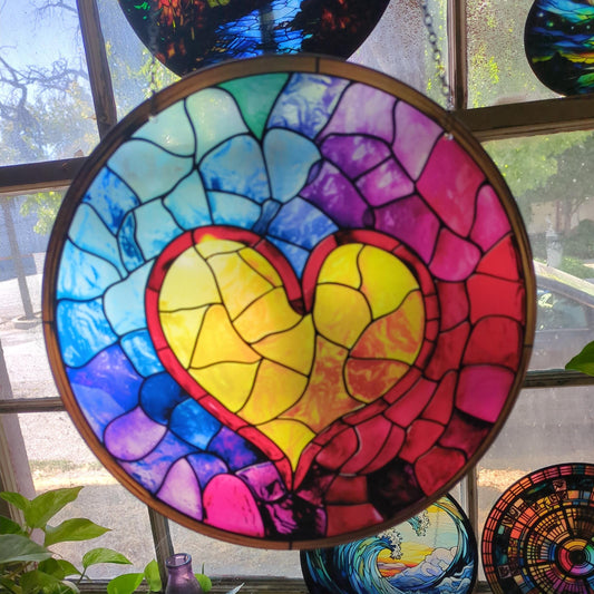 Rainbow Heart: Stained Glass Style Window Hanging