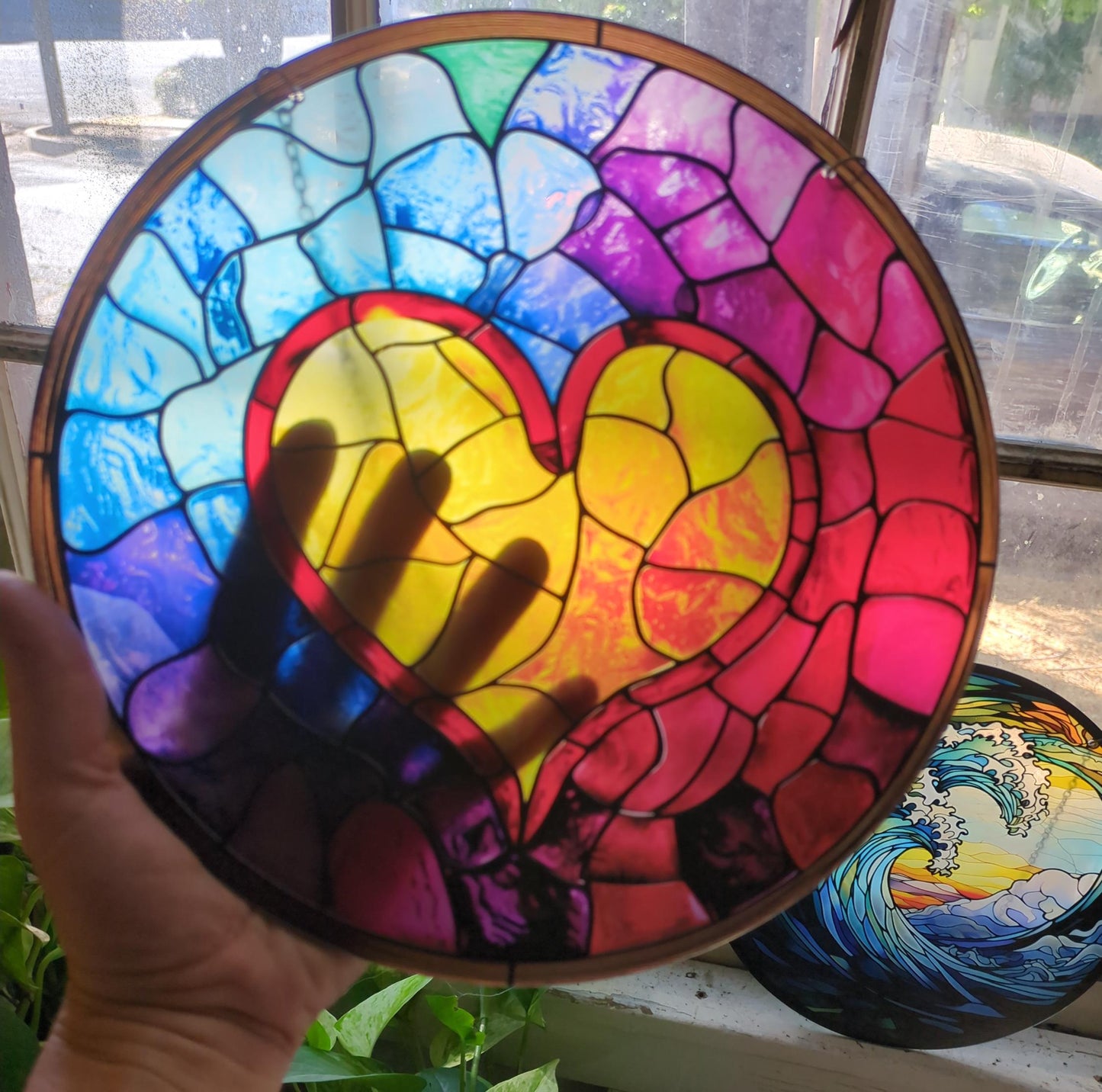 Rainbow Heart: Stained Glass Style Window Hanging