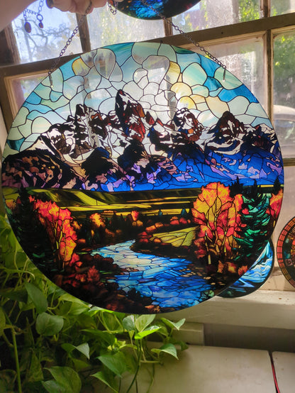 Grand Teton National Park: Stained Glass Style Window Hanging