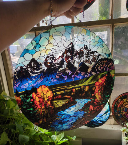 Grand Teton National Park: Stained Glass Style Window Hanging