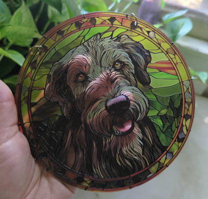 Irish Wolfhound: Stained Glass Style Window Hanging
