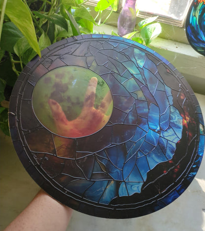 Full Moon: Stained Glass Style Window Hanging