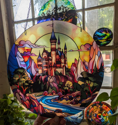 Magical Castle: Stained Glass Style Window Hanging