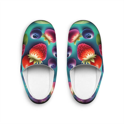 Veryberry Seafoamgreen Women's Slippersshoes Mixedberries Bluegreen Gradient Homeslipper Antiskid Black Rubbersole Fleece Slipper 3 Sizes