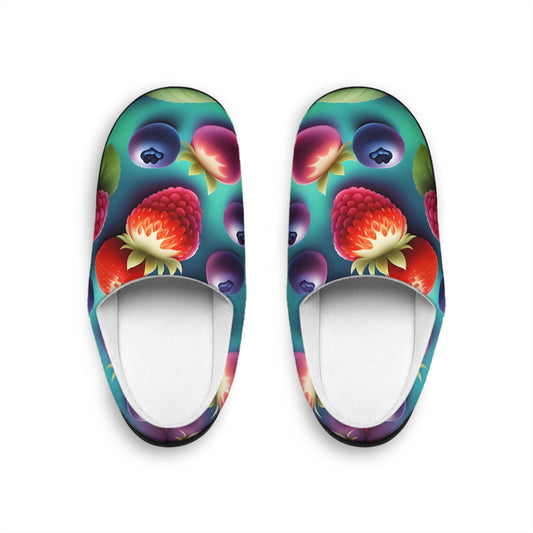Veryberry Seafoamgreen Women's Slippersshoes Mixedberries Bluegreen Gradient Homeslipper Antiskid Black Rubbersole Fleece Slipper 3 Sizes