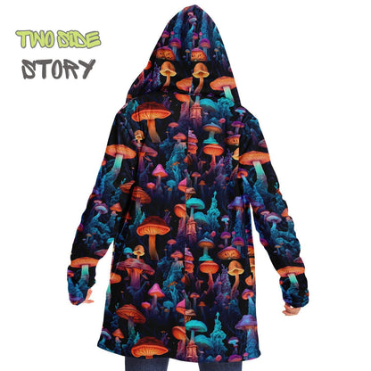 Unisex Micro-fleece Psychedelic Mushrooms Hooded Cloak,Festival Rave Party Wear,Halloween Cape,Vivid Colors EDM Festival Cape,Unique Gifts