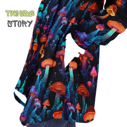 Unisex Micro-fleece Psychedelic Mushrooms Hooded Cloak,Festival Rave Party Wear,Halloween Cape,Vivid Colors EDM Festival Cape,Unique Gifts