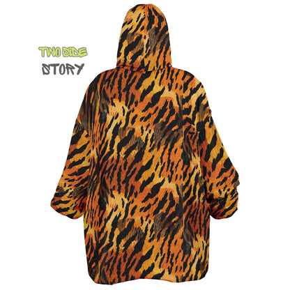 Unisex Animal Print Snug Hoodie,Tiger Print Hooded Blanket,Blanket with Sleeves,Lounge Wear,Unique Gifts,Novelty Gifts, Christmas Gift