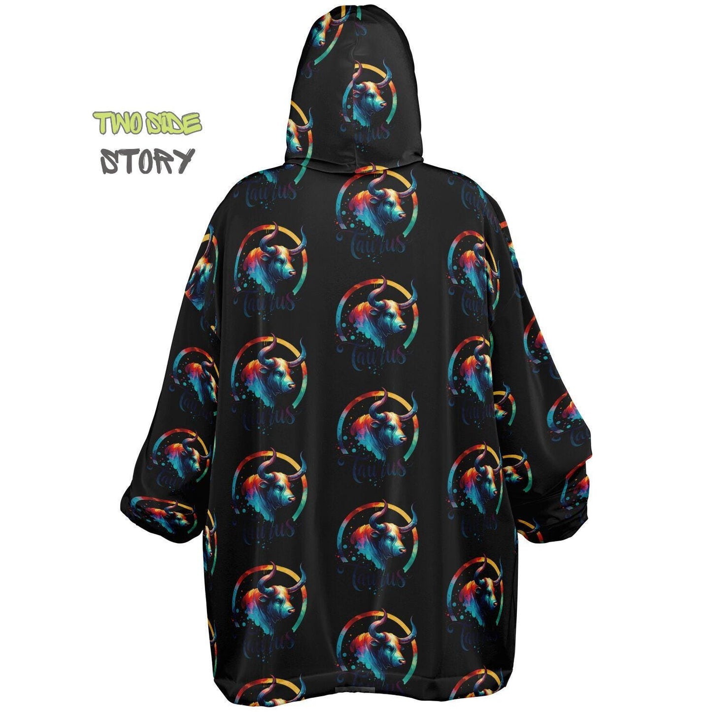 Unisex Taurus Star Sign Print Snug Hoodie,Printed Hooded Blanket,Blanket Sleeves,Lounge Wear,Unique,Novelty Gifts, birthday Christmas Gift