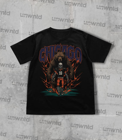 Chicago Football Shirt - Graphic Tees - Skeleton Shirt - Merch Tee - Gift Shirt - Bootleg Shirt - Vintage - Skeleton Football Shirt