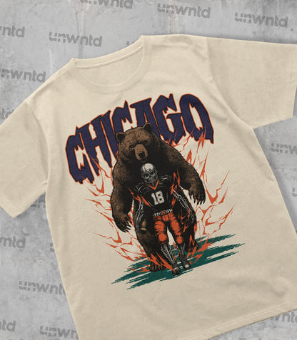 Chicago Football Shirt - Graphic Tees - Skeleton Shirt - Merch Tee - Gift Shirt - Bootleg Shirt - Vintage - Skeleton Football Shirt