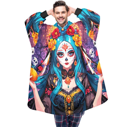 Día De Los Muertos Blanket Hoodie Personalized Fleece Loungewear