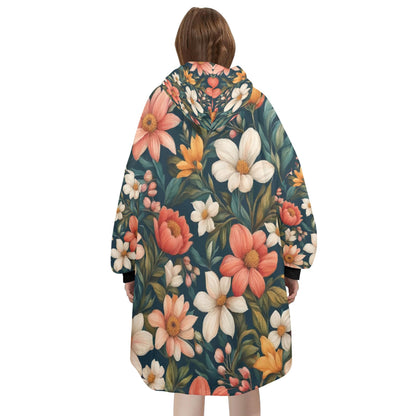 Floral Blanket Hoodie Personalized Fleece Loungewear