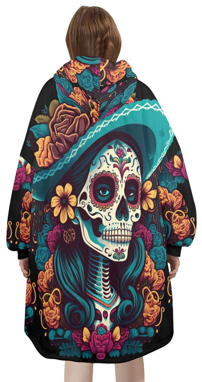 Día De Los Muertos Blanket Hoodie Personalized Cartoon Fleece