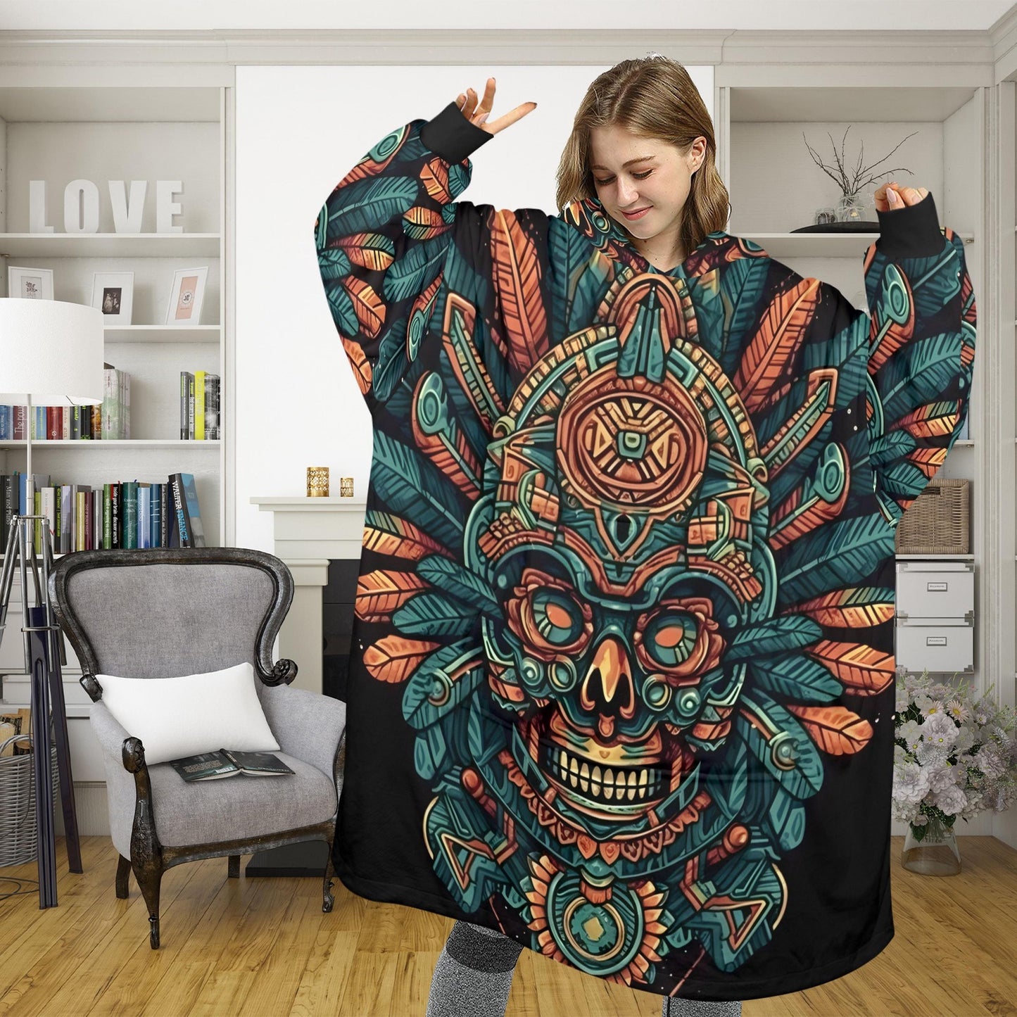 Chicano Blanket Hoodie Mayan Art Personalized Blanket