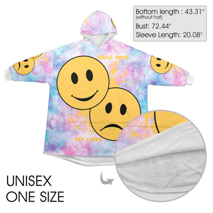 Smile Now Cry Later Blanket Hoodie Oversized Unisex Fleece