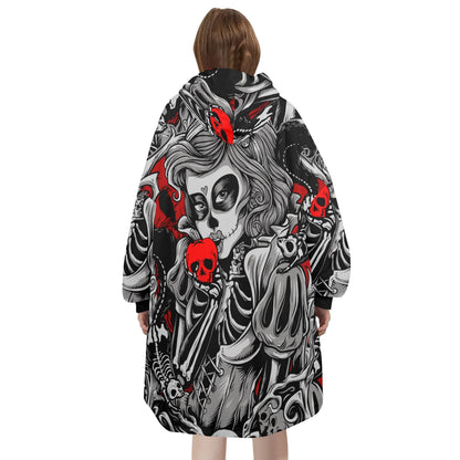 Blanket Hoodie personalized blankets hoodie that is a blanket Comics La Catrina Día De Los Muertos