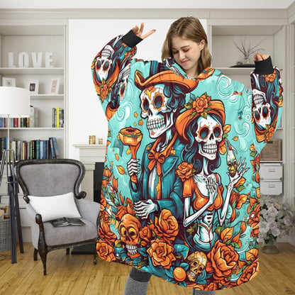 Blanket Hoodie personalized blankets hoodie that is a blanket Comics Calavera Día De Los Muertos Art Chicano Mexico