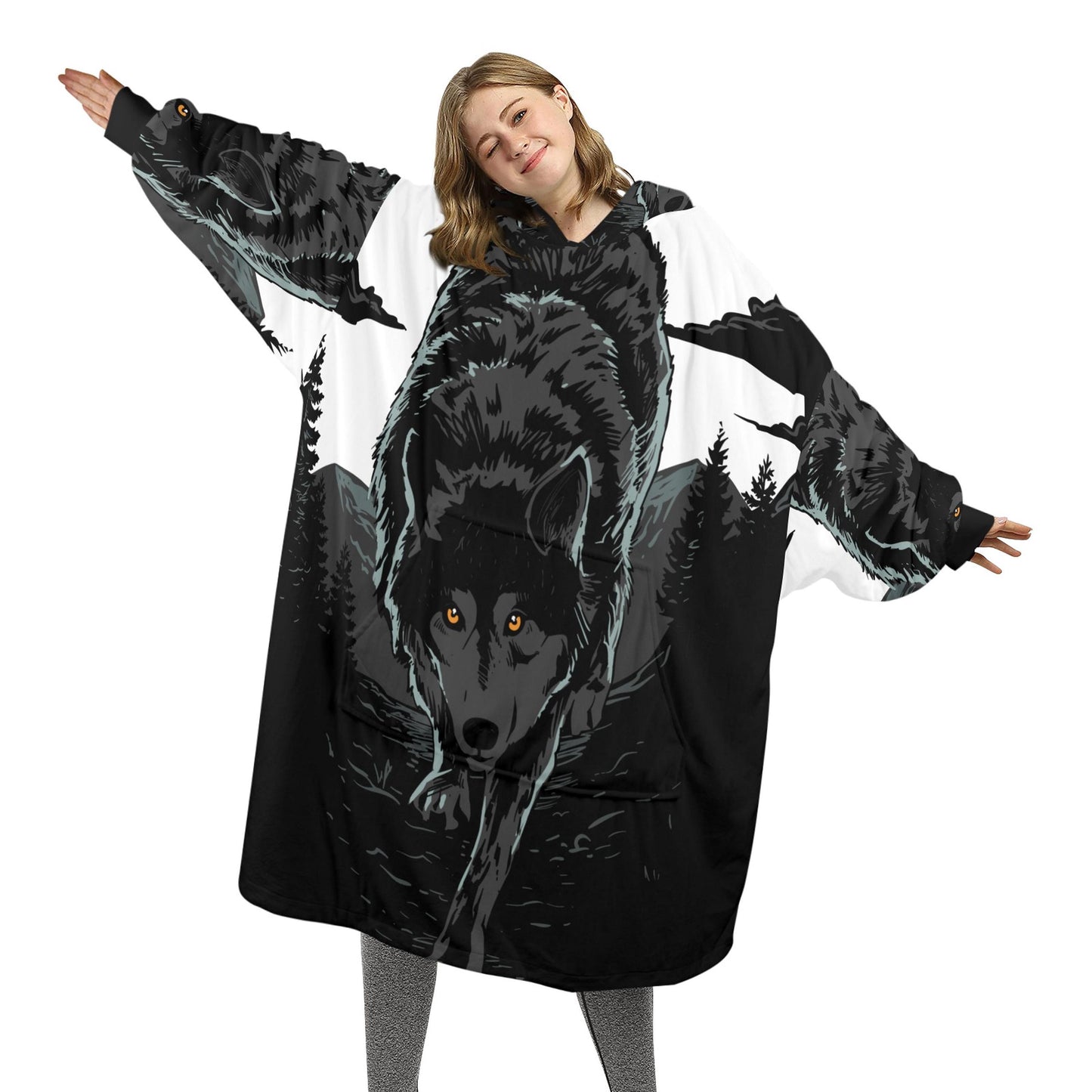 Wolf Blanket Hoodie Personalized Fleece Loungewear