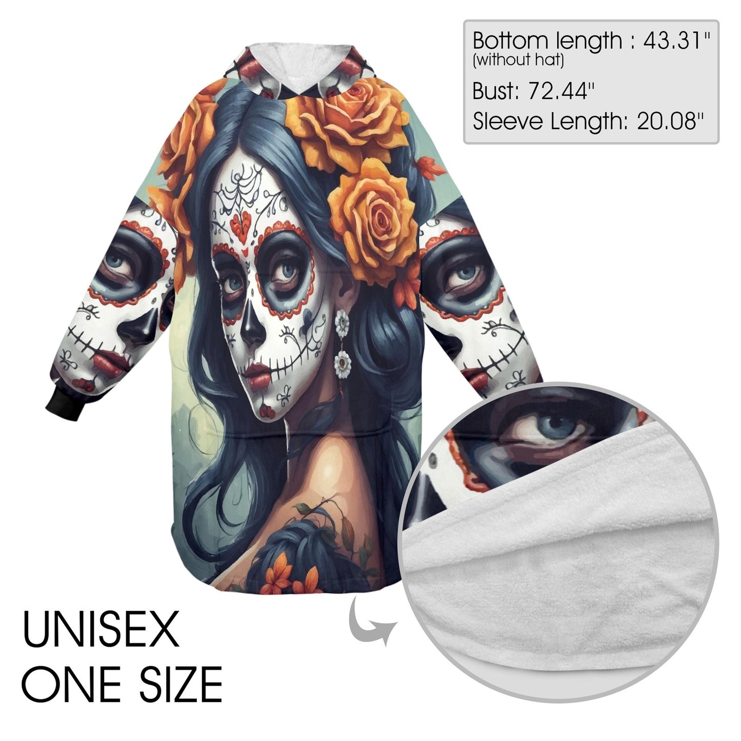 Día De Los Muertos Blanket Hoodie Personalized Chicano Blanket