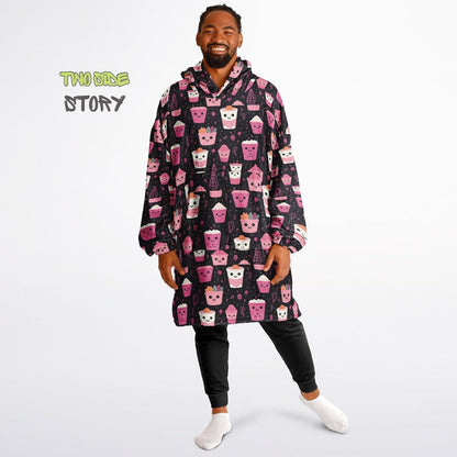 Unisex Cute Kawaii Halloween Print Snug Hoodie,Printed Hooded Blanket with Sleeves, Lounge Wear, Novelty Gifts, Birthday Gift,Christmas Gift