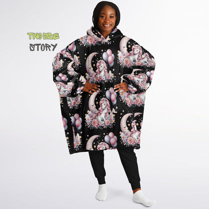 Unisex Cute Kawaii Unicorn Print Snug Hoodie,Printed Hooded Blanket with Sleeves, Lounge Wear, Novelty Gifts, Birthday Gift ,Christmas Gifts