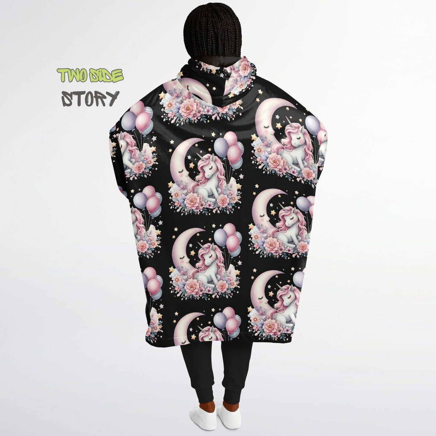 Unisex Cute Kawaii Unicorn Print Snug Hoodie,Printed Hooded Blanket with Sleeves, Lounge Wear, Novelty Gifts, Birthday Gift ,Christmas Gifts