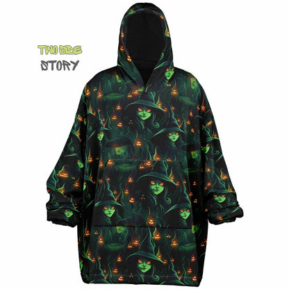 Fun Halloween Glowing Which Snug Hoodie,Printed Hooded Blanket,Blanket Sleeves,Lounge Wear,Novelty Birthday Christmas Gifts for Him or Her