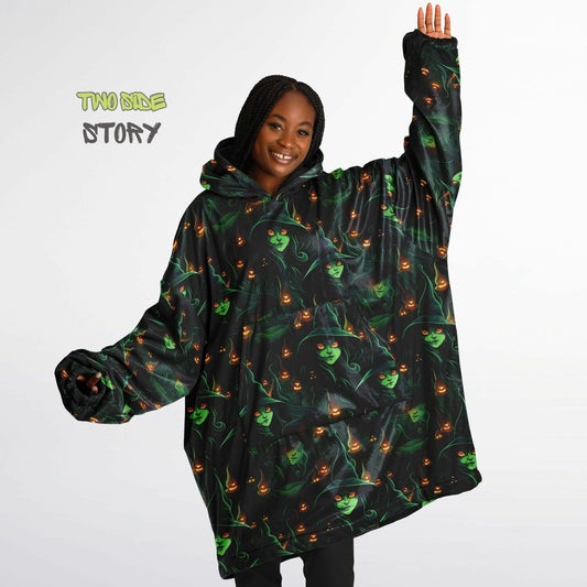 Fun Halloween Glowing Which Snug Hoodie,Printed Hooded Blanket,Blanket Sleeves,Lounge Wear,Novelty Birthday Christmas Gifts for Him or Her