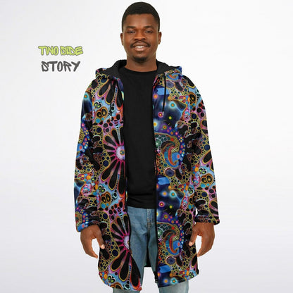 Trippy Psychedelic Printed Microfleece Zipper Jacket,Printed Hoodie,EDM Festival Trippy Cloak, Gift for Him, Unique Christmas Birthday Gifts