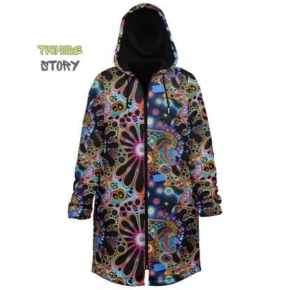 Trippy Psychedelic Printed Microfleece Zipper Jacket,Printed Hoodie,EDM Festival Trippy Cloak, Gift for Him, Unique Christmas Birthday Gifts