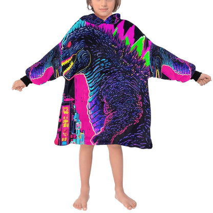 Kids Blanket Hoodie Godzilla Gojira Kaiju Blankets Art Comics Retro Neon Cartoon Monster