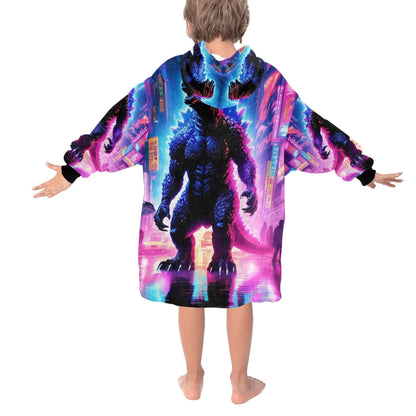 Kids Blanket Hoodie Godzilla Gojira Kaiju Blankets Art Comics Retro Neon Cartoon Monster Godzillas