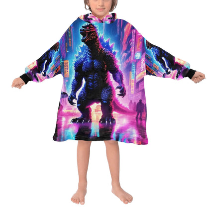 Kids Blanket Hoodie Godzilla Gojira Kaiju Blankets Art Comics Retro Neon Cartoon Monster Godzillas
