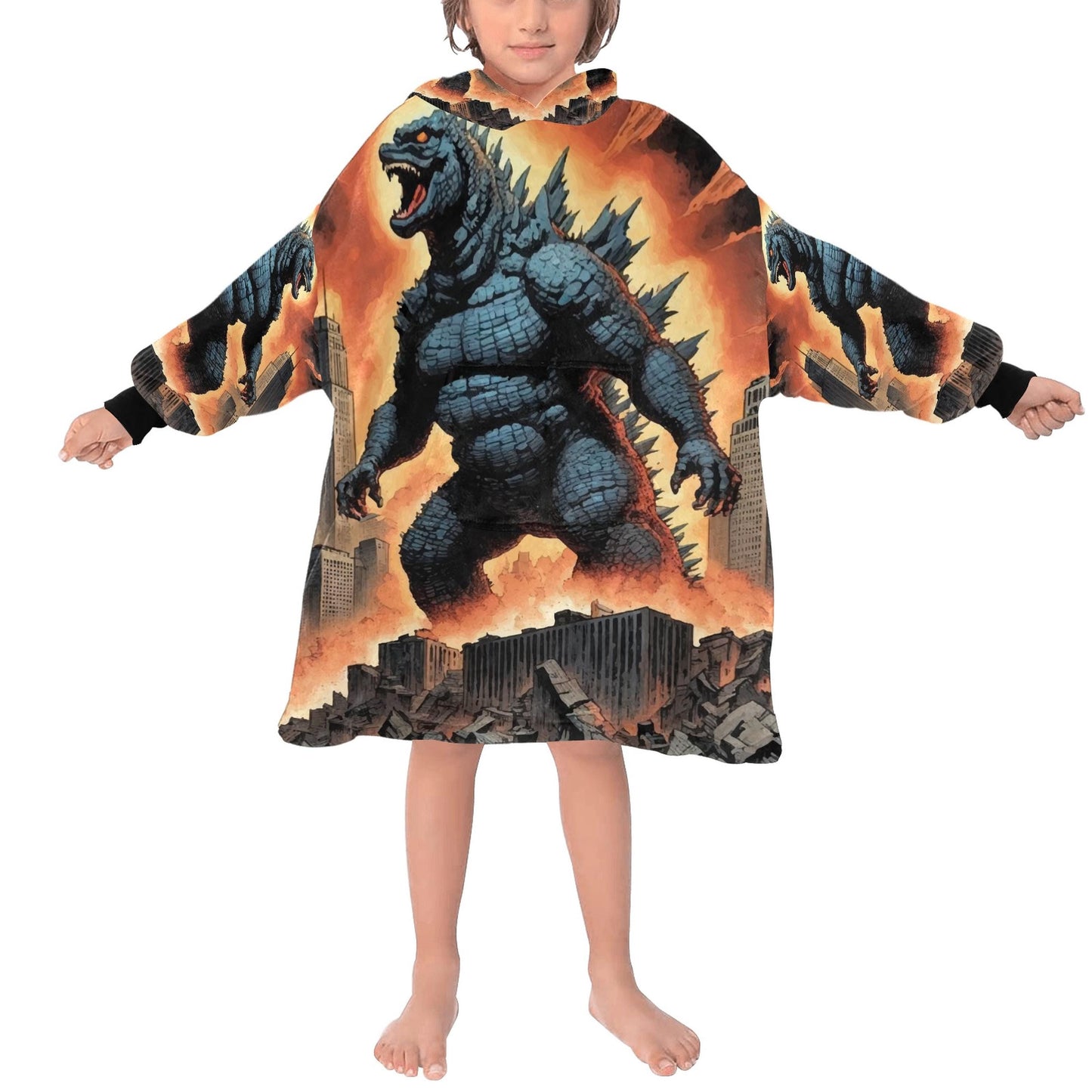 Blanket Hoodie Godzilla Gojira Kaiju Blankets Comics Retro Neon Cartoon Godzillas