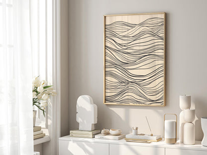 Minimalist Lines Art, Neutral Beige Print, Beige Wall Art Decor, Abstract Line Drawing Print, Minimal Art Poster, Modern Wall Decor