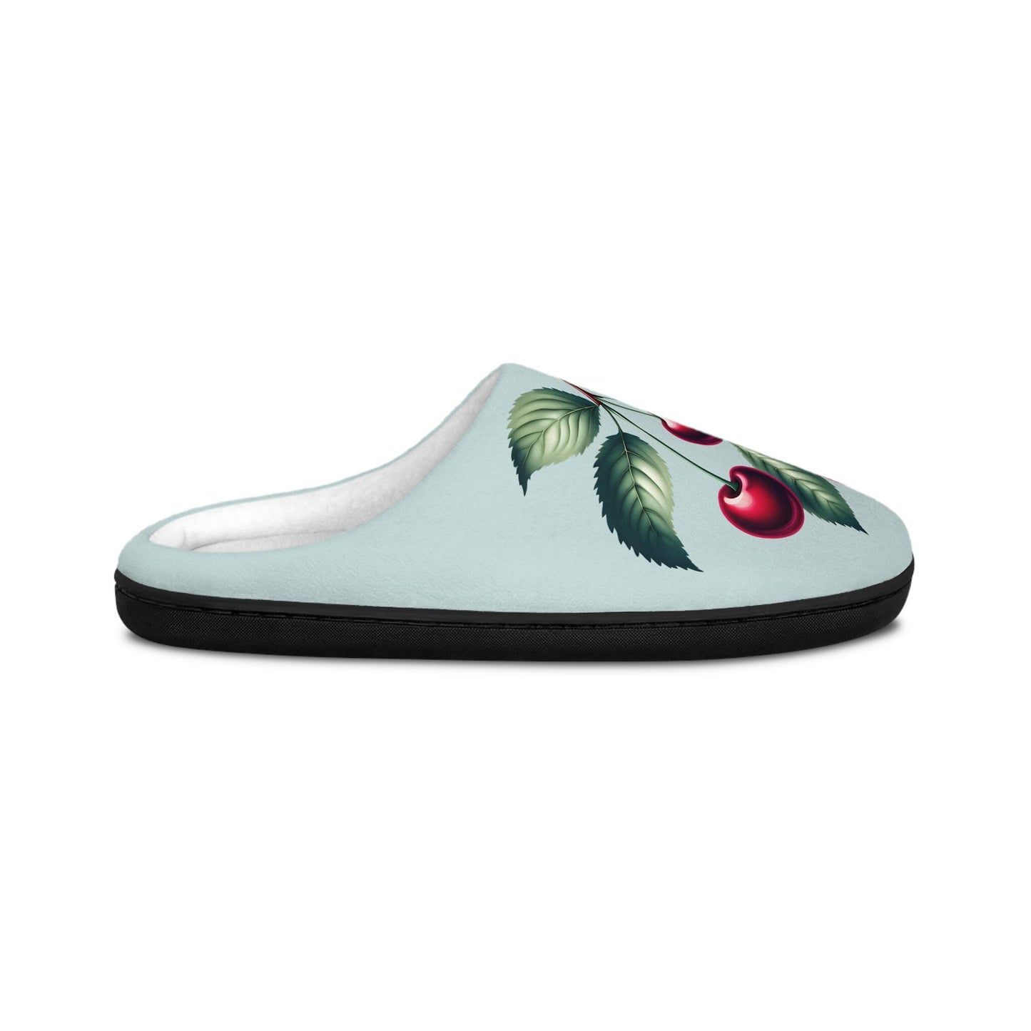 Women's Houseslipper MintGreen Color Cherry Toile Women'sSlippers Dark Redcherry SoftFleece Houseshoes Slippers, Anti-Skid CozyHouseShoes