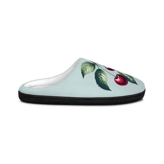 Women's Houseslipper MintGreen Color Cherry Toile Women'sSlippers Dark Redcherry SoftFleece Houseshoes Slippers, Anti-Skid CozyHouseShoes