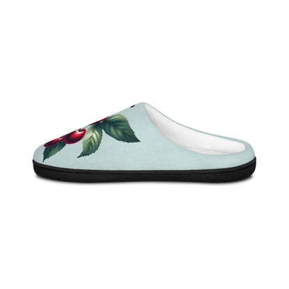 Women's Houseslipper MintGreen Color Cherry Toile Women'sSlippers Dark Redcherry SoftFleece Houseshoes Slippers, Anti-Skid CozyHouseShoes