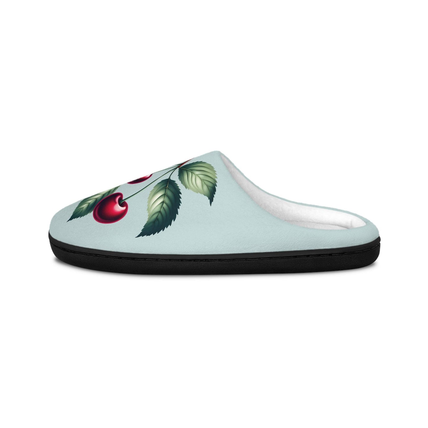 Women's Houseslipper MintGreen Color Cherry Toile Women'sSlippers Dark Redcherry SoftFleece Houseshoes Slippers, Anti-Skid CozyHouseShoes