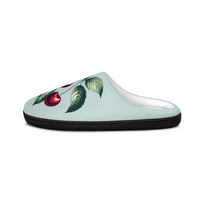 Women's Houseslipper MintGreen Color Cherry Toile Women'sSlippers Dark Redcherry SoftFleece Houseshoes Slippers, Anti-Skid CozyHouseShoes