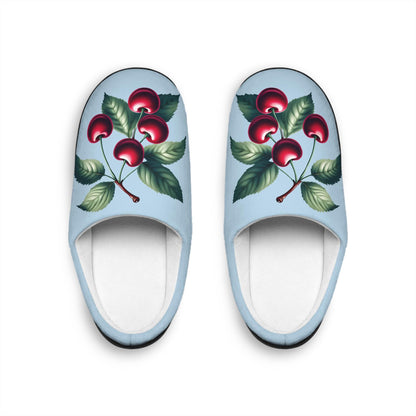 Women's Indoor Slippers Lightblue Slipper Dark Redcherries Houseshoeslipper For Fruitlovers Gifts-for Home Body Soft Fleece Slippers